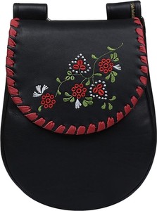Czarna torebka Słońtorbalski z haftem średnia na ramię