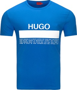 Niebieski t-shirt Hugo Boss w młodzieżowym stylu z bawełny