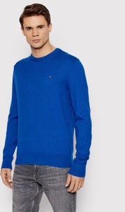 Niebieski sweter Tommy Hilfiger z okrągłym dekoltem w stylu casual