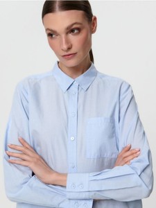 Niebieska koszula Sinsay w stylu klasycznym z bawełny