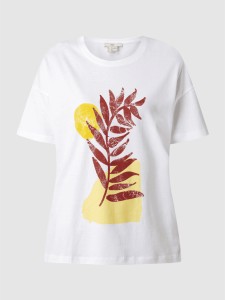 T-shirt Esprit z okrągłym dekoltem z krótkim rękawem z bawełny