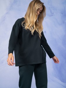 Czarna bluzka Outhorn z okrągłym dekoltem z długim rękawem w stylu casual