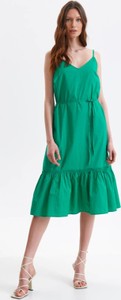 Zielona sukienka Top Secret na ramiączkach w stylu casual z tkaniny