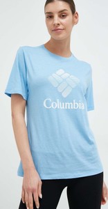 Niebieska bluzka Columbia w sportowym stylu z krótkim rękawem z okrągłym dekoltem