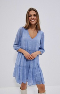 Niebieska sukienka Moodo.pl mini z dekoltem w kształcie litery v