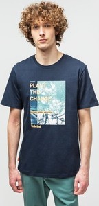 Granatowy t-shirt Timberland w młodzieżowym stylu