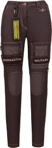 Brązowe spodnie Aeronautica Militare z bawełny