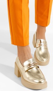 Złote półbuty Zapatos w stylu casual