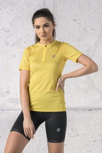 Żółty t-shirt Nessi Sportswear z tkaniny z krótkim rękawem