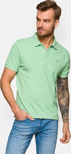Zielona koszulka polo LANCERTO z krótkim rękawem z tkaniny w stylu casual
