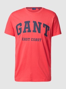 Czerwony t-shirt Gant z bawełny