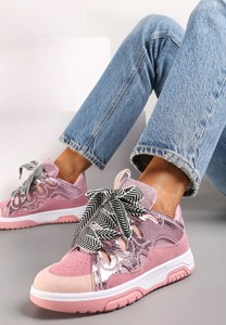 Różowe buty sportowe Renee sznurowane z płaską podeszwą