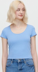 House Krótka koszulka z głebszym dekoltem błękitna - Niebieski