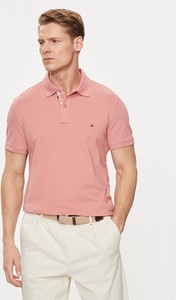 Różowa koszulka polo Tommy Hilfiger z krótkim rękawem w sportowym stylu