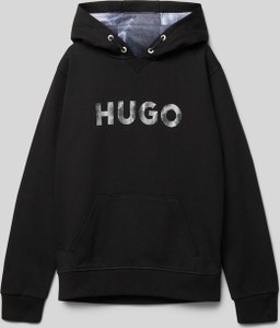 Czarna bluza dziecięca Hugo Boss dla chłopców z bawełny