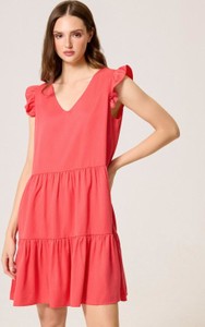 Czerwona sukienka Diverse w stylu casual z krótkim rękawem mini
