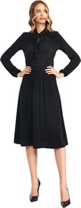 Czarna sukienka Nife midi z długim rękawem