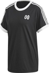 Czarny t-shirt Adidas z krótkim rękawem z okrągłym dekoltem
