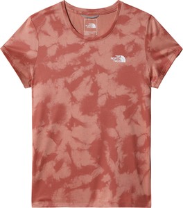 Różowy t-shirt The North Face z krótkim rękawem w sportowym stylu z okrągłym dekoltem