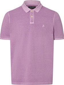Fioletowa koszulka polo Marc O'Polo z krótkim rękawem z bawełny w stylu casual