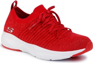 Czerwone buty sportowe Skechers sznurowane