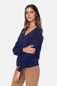 Niebieski sweter C& Jo z kaszmiru w stylu casual