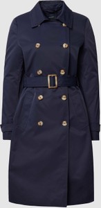 Granatowy płaszcz Montego w stylu casual długi z kapturem