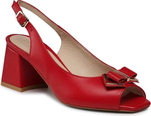 Czerwone sandały Sergio Bardi na obcasie z klamrami