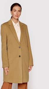 Brązowy płaszcz Calvin Klein bez kaptura z wełny w stylu casual