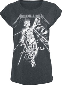 Granatowy t-shirt Metallica z krótkim rękawem w młodzieżowym stylu