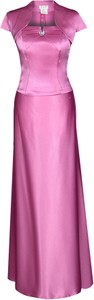 Fioletowa sukienka Fokus rozkloszowana z krótkim rękawem