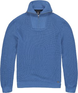 Niebieski sweter Limango Polska ze stójką z bawełny