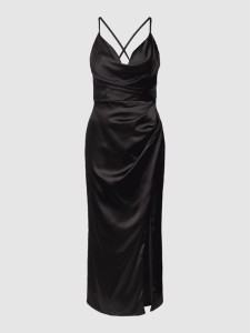 Czarna sukienka Luxuar Fashion midi z dekoltem w kształcie litery v