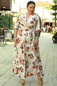 Sukienka KARKO kopertowa z dekoltem w kształcie litery v z tkaniny