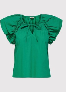 Zielona bluzka Only z krótkim rękawem z okrągłym dekoltem w stylu casual
