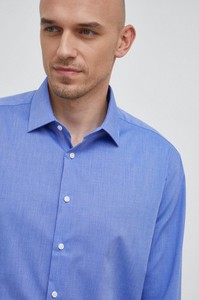 Niebieska koszula Seidensticker z długim rękawem z tkaniny