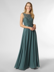 Zielona sukienka Luxuar Fashion z szyfonu rozkloszowana bez rękawów