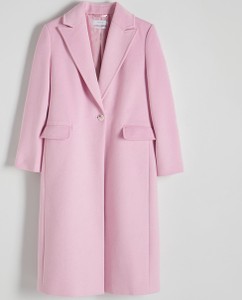 Różowy płaszcz Reserved z wełny bez kaptura długi