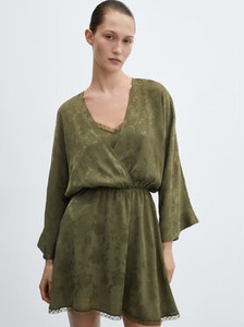 Zielona sukienka Mango z długim rękawem