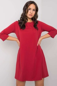 Czerwona sukienka 5.10.15 z długim rękawem z okrągłym dekoltem mini