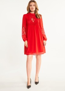Czerwona sukienka Monnari z długim rękawem mini
