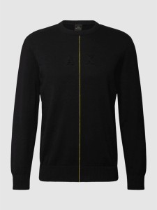Czarny sweter Armani Exchange ze stójką w stylu casual z dzianiny