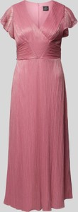 Różowa sukienka Adrianna Papell z krótkim rękawem