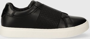 Czarne buty sportowe Calvin Klein ze skóry w sportowym stylu