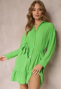 Zielona sukienka Renee z kołnierzykiem z tkaniny