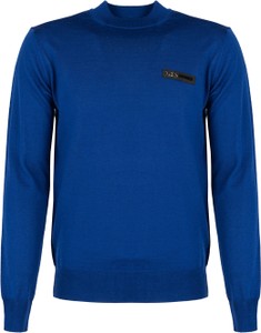 Niebieski sweter ubierzsie.com w stylu casual z wełny z okrągłym dekoltem