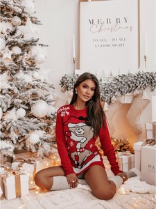 Sweter Magmac w bożonarodzeniowy wzór z tkaniny