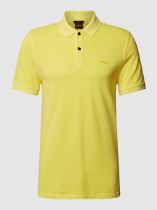 Żółta koszulka polo Hugo Boss z nadrukiem z krótkim rękawem w stylu casual