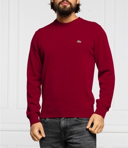 Czerwony sweter Lacoste z okrągłym dekoltem