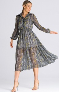 Sukienka Fokus w stylu casual z długim rękawem rozkloszowana